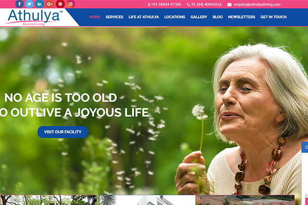 Athulya Assisted Living Website Screenshot