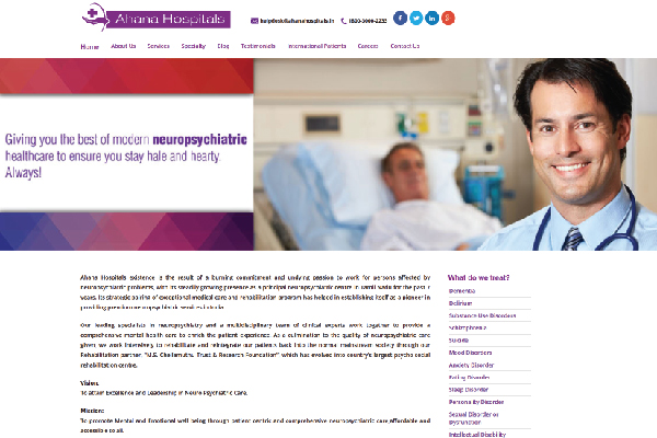 Ahana Hospitals Website Screenshot