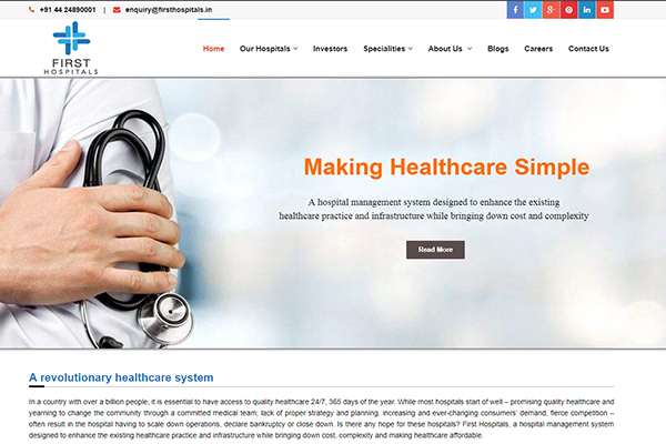 First Hospitals Website Screenshot