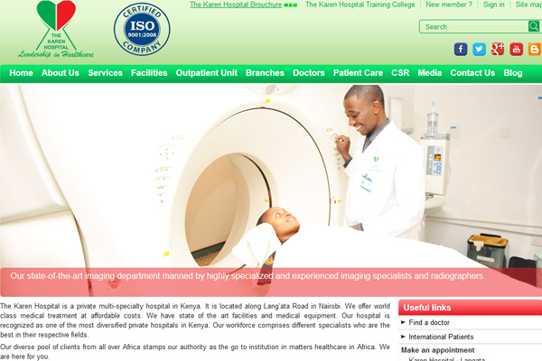 The Karen Hospital Website Screenshot