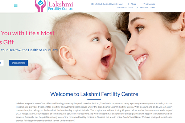 Lakshmi Fertility Centre Website Screenshot